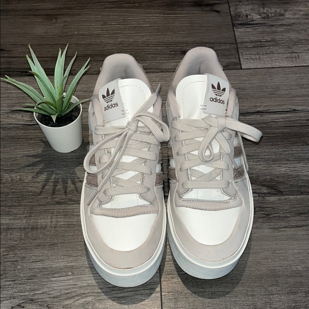 Adidas Beige and White Sneakers